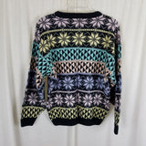 Vintage 90s Gerard Works Snowflake Nordic Loud Knit Sweater Womens M HK Pastel