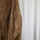 Vtg McQuade Brushed Leather Suede Collarless Coat Jacket Womens M L Piecework
