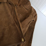 Vintage Leather Suede Lace Up Mountain Man Western Popover Shirt Jacket Mens L