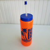 Vintage Blockbuster Beach Party Neon Orange Plastic Water Bottle 80s 90s RARE