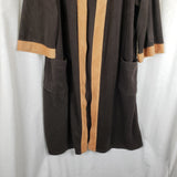 Pierre Cardin Brown Velour Wrap Bath Robe Mens OS Striped USA Smoking Jacket 70s