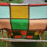 Vintage Crochet Afghan Large Patchwork Squares Blanket 70s Boho Hippie Bohemian