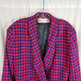 Vtg Evan Picone Houndstooth Wool Plaid Blazer Jacket Skirt Suit Set Womens sz 16