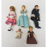 Vintage MC Shackman Colonial Dollhouse Dolls Family Miniatures Set 5 Baby Kids