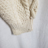 Vintage Handmade 90s Fisherman Cable Knit Wool Aran Sweater Mens size L XL Cream
