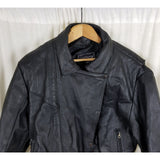 Vintage Raider Belted Black Leather Motorcycle Jacket Womens 16 Fitted Zip Snap