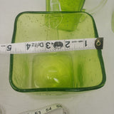 Vintage Graduated Size Mug Handles Square Bubble Glass Vase Cups Set of 3 Lime