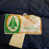 Vintage Woods Goose Co. Down Puffer Jacket Parka Mens L Cargo Pockets Navy Blue
