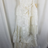 Vtg NWT 70s Tiered Ruffled Lace Short Maxi Dress Victorian Cream Diamonds Run 5