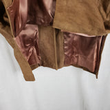 Vtg McQuade Brushed Leather Suede Collarless Coat Jacket Womens M L Piecework