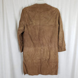 Vtg McQuade Brushed Leather Suede Collarless Coat Jacket Womens M L Piecework