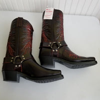 Sheplers Apple Eagle Embroidered Harness Cowboy Boots Mens 10 EE Texon Vikofome