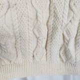 Vintage Handmade 90s Fisherman Cable Knit Wool Aran Sweater Mens size L XL Cream
