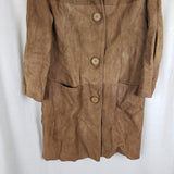 Vtg McQuade Brushed Leather Suede Collarless Coat Jacket Womens M L Piecework