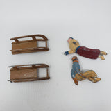 Man on Sled Lead Figures BF Blancherie Freres France Christmas Original Paint 2