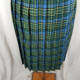 Vintage Crazy Horse Wool Tartan Plaid Pleated Long Midi Skirt Womens 5/6 Green