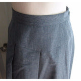 Vintage John Meyer Wool Box or Side Pleated Midi Skirt Womens 8 Gray 1970s Gray