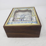 Vintage 1970s Reuge Swiss Music Box Menuet Mozart Dancing Harlequin Musical 7in