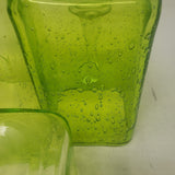 Vintage Graduated Size Mug Handles Square Bubble Glass Vase Cups Set of 3 Lime