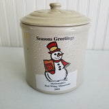 Vtg Redwing McDonalds Christmas 2004 Stoneware Crock Daisy Lid # 14/250 Snowman