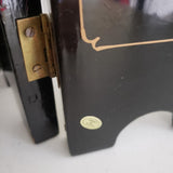 Vintage Asian Black Lacquer Wood Folding 4 Panel Table Screen Mother of Pearl