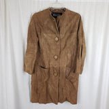 Vtg McQuade Brushed Leather Suede Collarless Coat Jacket Womens M L Piecework