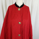 Vintage 70s Original Lanz Salzburg Wool Long Shawl Poncho Cape Coat Womens 95