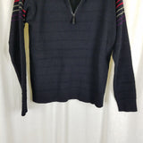 Vintage Meister 1/4 Zip Striped Ribbed Wool Knit Ski Outdoor Sweater Mens S USA