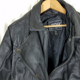 Vintage Raider Belted Black Leather Motorcycle Jacket Womens 16 Fitted Zip Snap