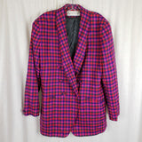 Vtg Evan Picone Houndstooth Wool Plaid Blazer Jacket Skirt Suit Set Womens sz 16