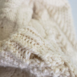 Vintage Handmade 90s Fisherman Cable Knit Wool Aran Sweater Mens size L XL Cream