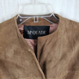 Vtg McQuade Brushed Leather Suede Collarless Coat Jacket Womens M L Piecework