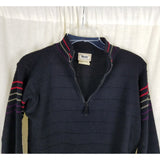 Vintage Meister 1/4 Zip Striped Ribbed Wool Knit Ski Outdoor Sweater Mens S USA