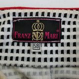 Designer Franz Mari Collarless Black & White Checked Blazer Jacket Womens 58 XL