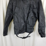 Vintage Raider Belted Black Leather Motorcycle Jacket Womens 16 Fitted Zip Snap