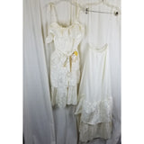 Vtg NWT 70s Tiered Ruffled Lace Short Maxi Dress Victorian Cream Diamonds Run 5