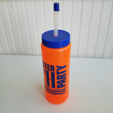 Vintage Blockbuster Beach Party Neon Orange Plastic Water Bottle 80s 90s RARE