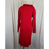 Vintage Just Mort Ribbed Cable Knit Collared Sweater Dress Womens sz M 80s Black