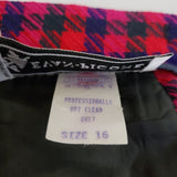 Vtg Evan Picone Houndstooth Wool Plaid Blazer Jacket Skirt Suit Set Womens sz 16