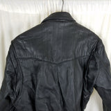 Vintage Raider Belted Black Leather Motorcycle Jacket Womens 16 Fitted Zip Snap