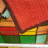 Vintage Crochet Afghan Large Patchwork Squares Blanket 70s Boho Hippie Bohemian