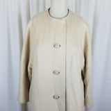 Vintage Cashmere Mink 50s 60s Jackie O Mod MCM Wool Collarless Peacoat Womens 12