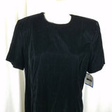 Vintage Leslie Fay Dresses Black Velvet Midi Dress Womens 16 80s Shoulder Pads