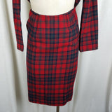 Vintage Pendleton Calgary Red Wool Plaid Blazer Jacket Skirt Suit Set Womens 8