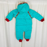 Vintage Log House Designs Hooded One Piece Quilted Winter Snowsuit Baby Girl 12M
