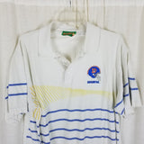 Vintage Main Sports Denver Broncos Yellow Stripe Polo Shirt Mens L D Helmet Logo