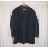 Vintage Jones New York Peacoat Winter Wool Overcoat Mens 44 Black Business
