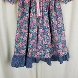 Vintage Jolene Lace Collar Calico Floral Twirl Party Dress Girls 6X USA Cotton