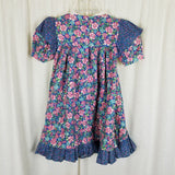 Vintage Jolene Lace Collar Calico Floral Twirl Party Dress Girls 6X USA Cotton