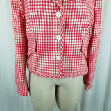 Vintage Bergdorf Goodman On The Plaza NY Gingham Check Jacket Blazer Womens 12